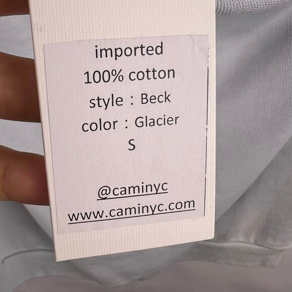 CAMI NYC Beck Top, Glacier Blue, 100% Cotton, One Shoulder Puff Sleeve - Picture 10 of 10